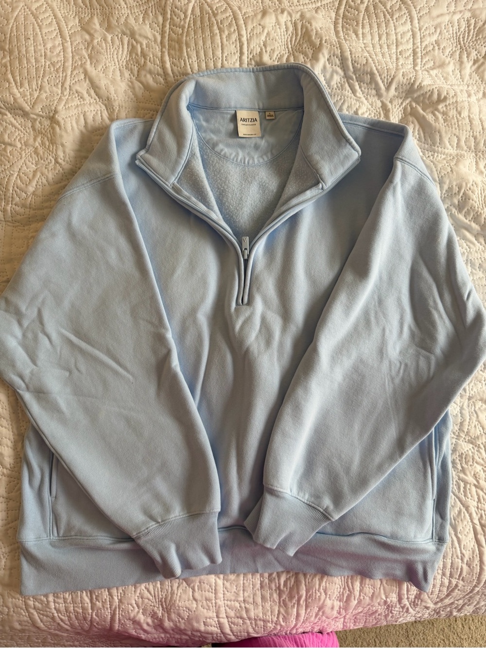 Aritzia Villa Blue Quarter-Zip Sweater